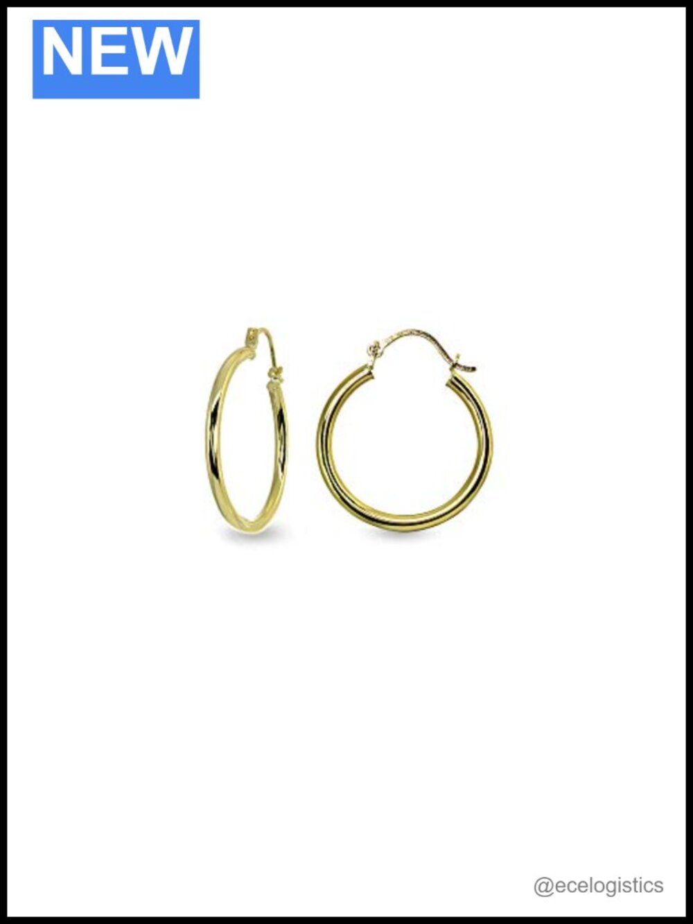 14K Yellow Gold 2mm Round High Polished Click-Top Hoop Earrings 3/4 Inch